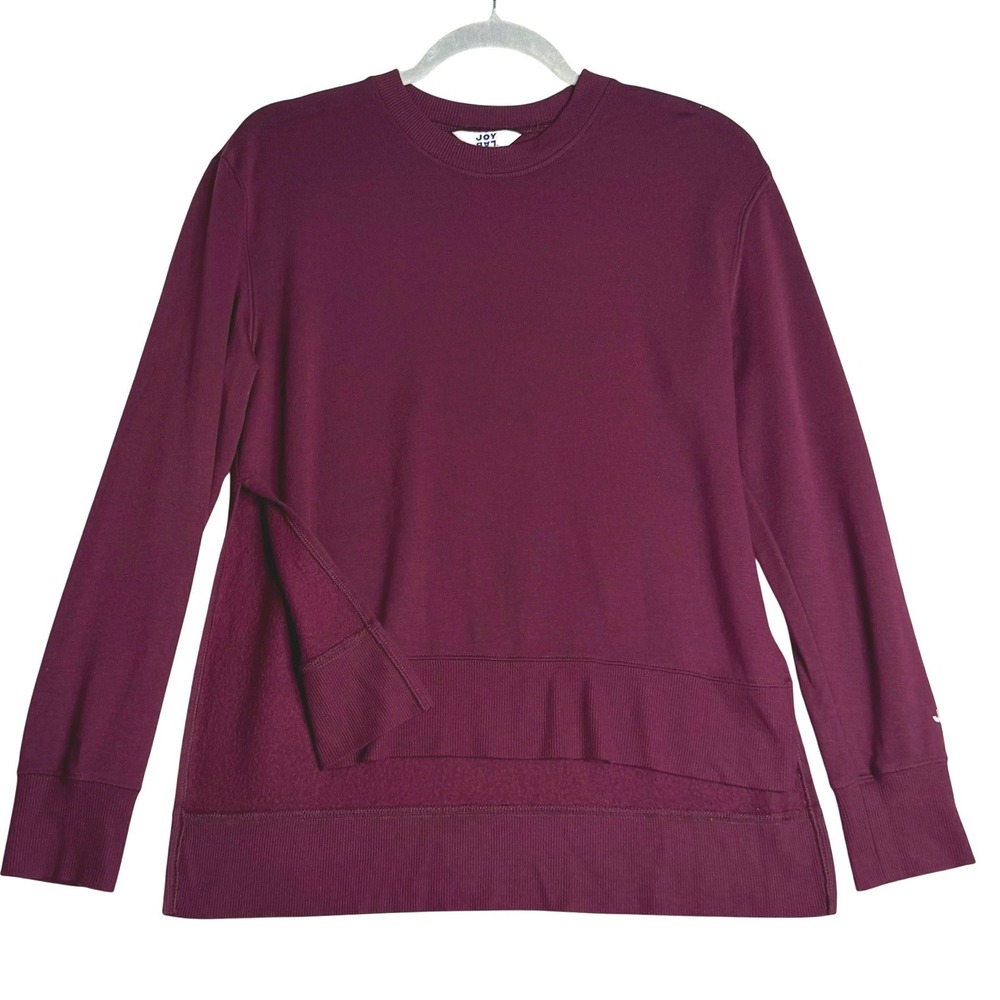 JoyLab Asymmetrical Layered Hem Sweatshirt‎ Fleece Pullover Burgundy Womens Sz S